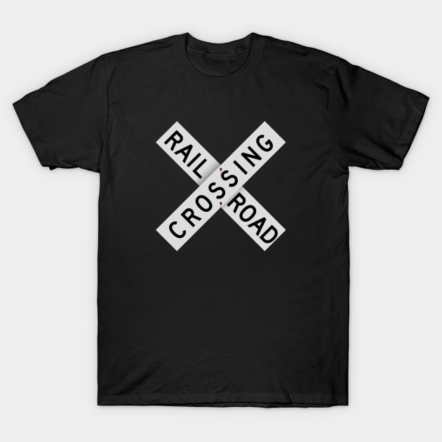 Railroad Xing Sign (classic) T-Shirt by GloopTrekker